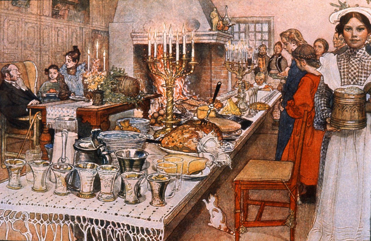 Cena della vigilia di Natale in Svezia, inizio XX secolo da Carl Larsson