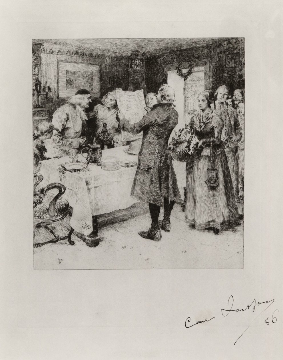"La festa allegra". Illustrazione alla poesia di Anna Maria Lenngren. Stampa I da Carl Larsson