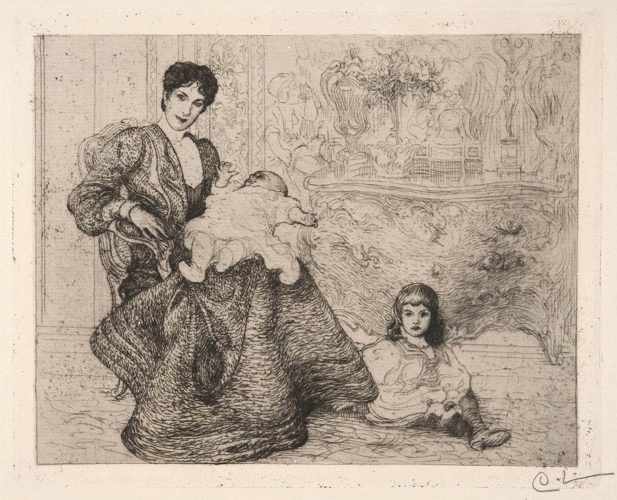 Dora Lamm e i suoi figli da Carl Larsson
