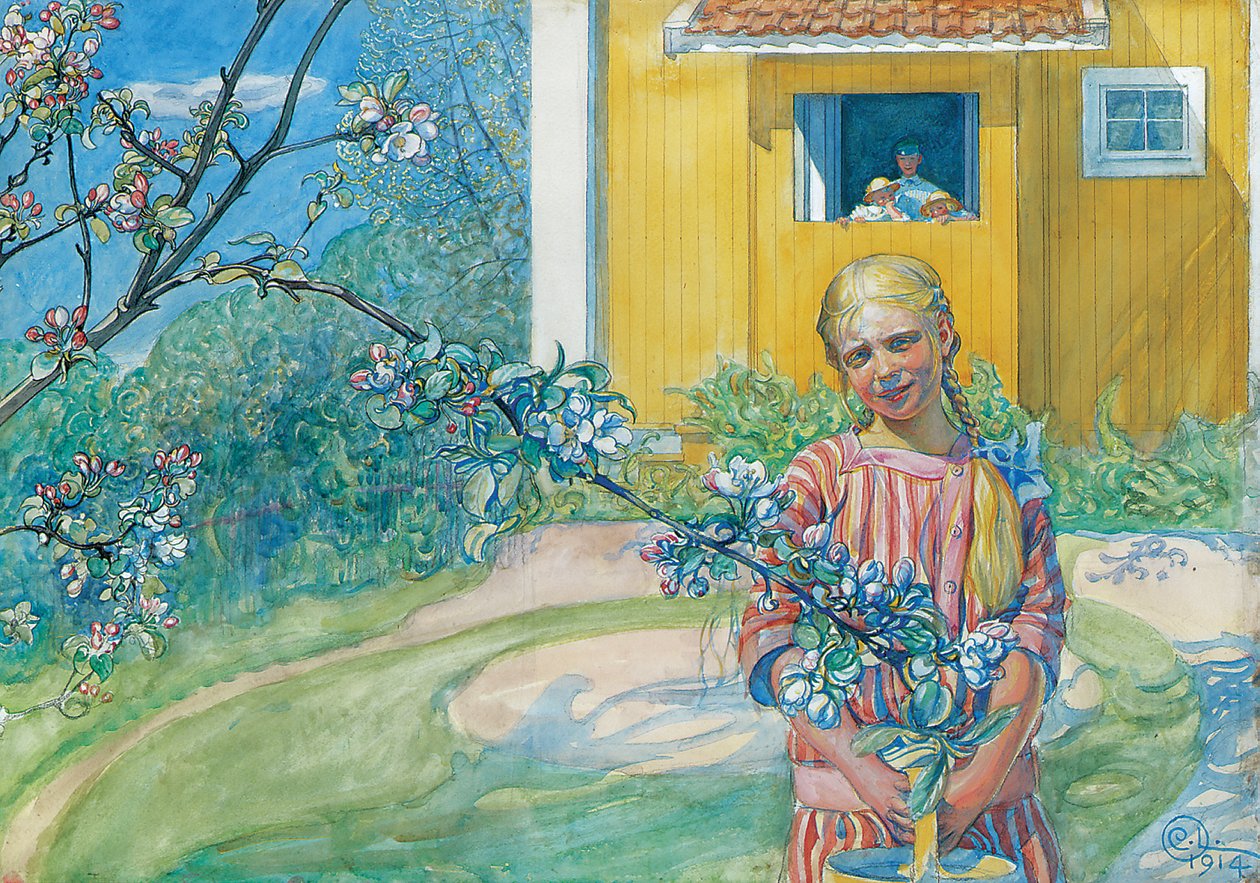 Ragazza con fiori di melo, 1914 da Carl Larsson