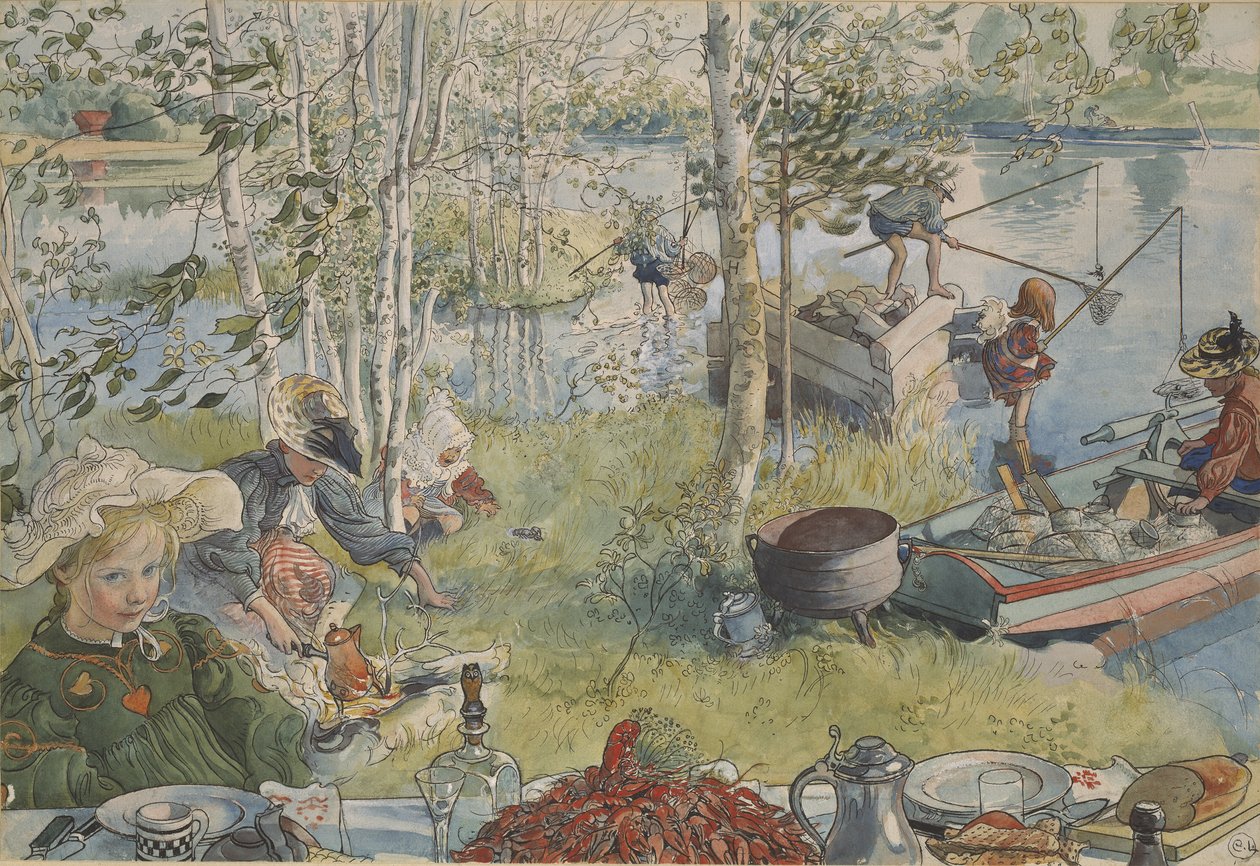 La pesca ai gamberi da Carl Larsson