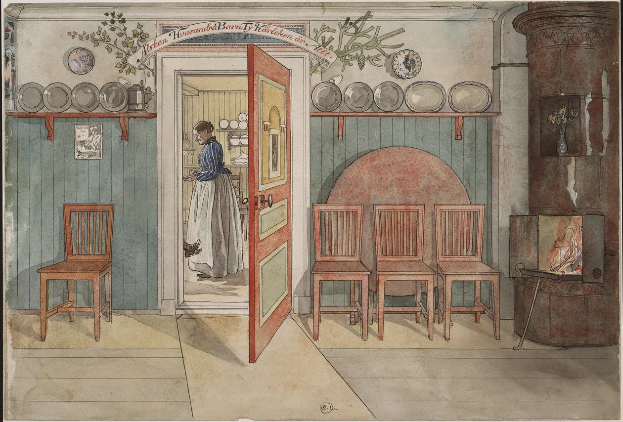 La vecchia Anna. Da *A Home* (26 acquerelli) da Carl Larsson