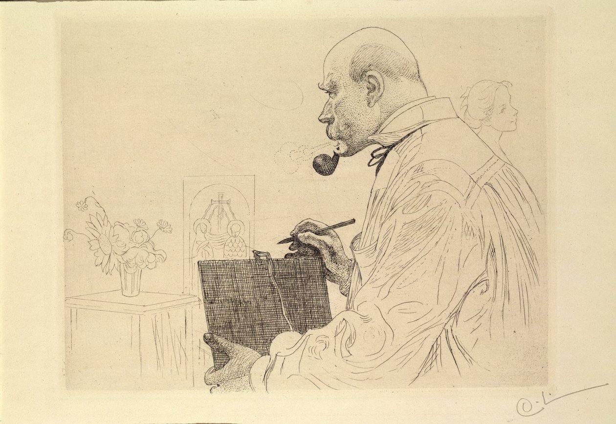 Autoritratto come incisore da Carl Larsson