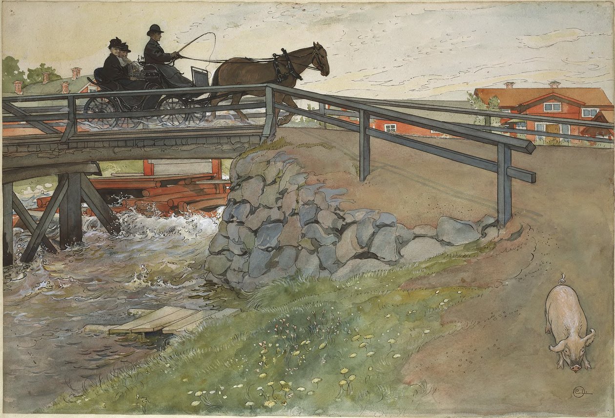 Il ponte. Da Una casa (26 acquerelli) da Carl Larsson