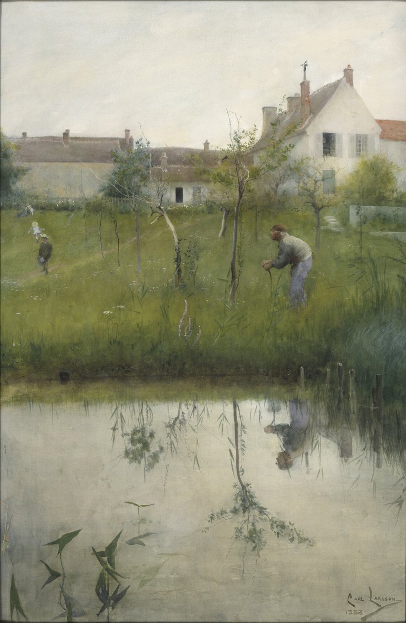 Il vecchio e il giardino del vivaio da Carl Larsson