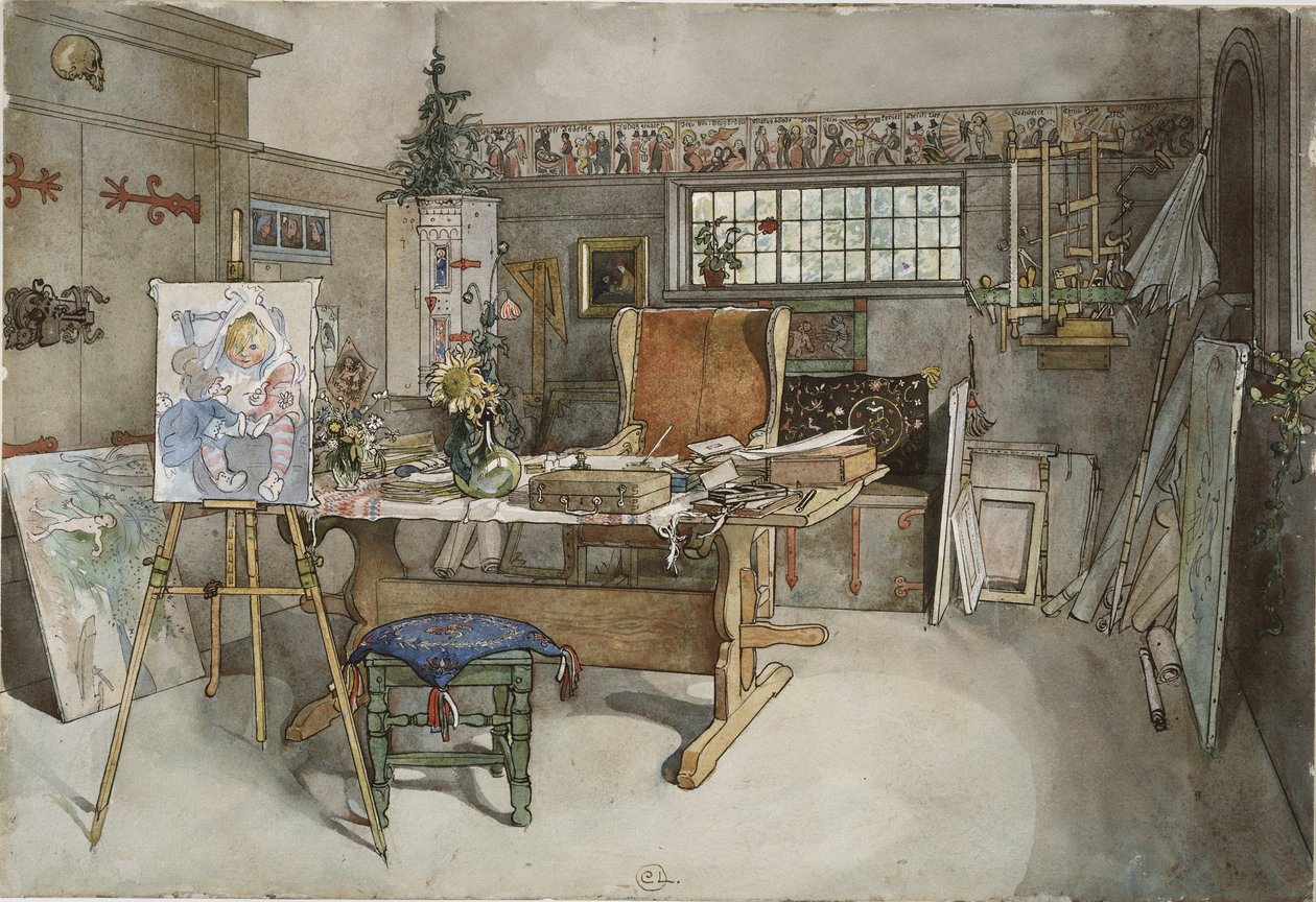 Lo studio, dalla serie Una casa da Carl Larsson