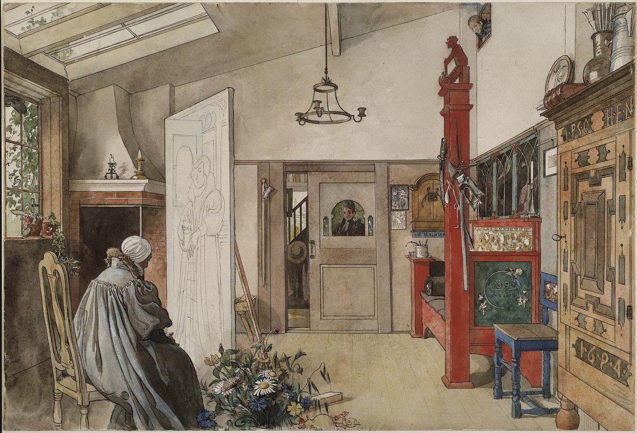 Lo studio, dalla serie Una casa da Carl Larsson