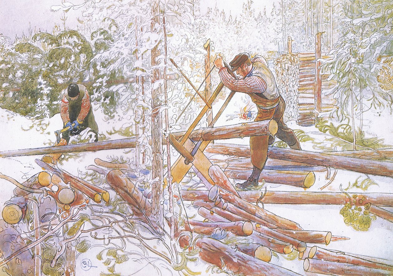Furono poi tagliati in lunghezze uniformi da Carl Larsson