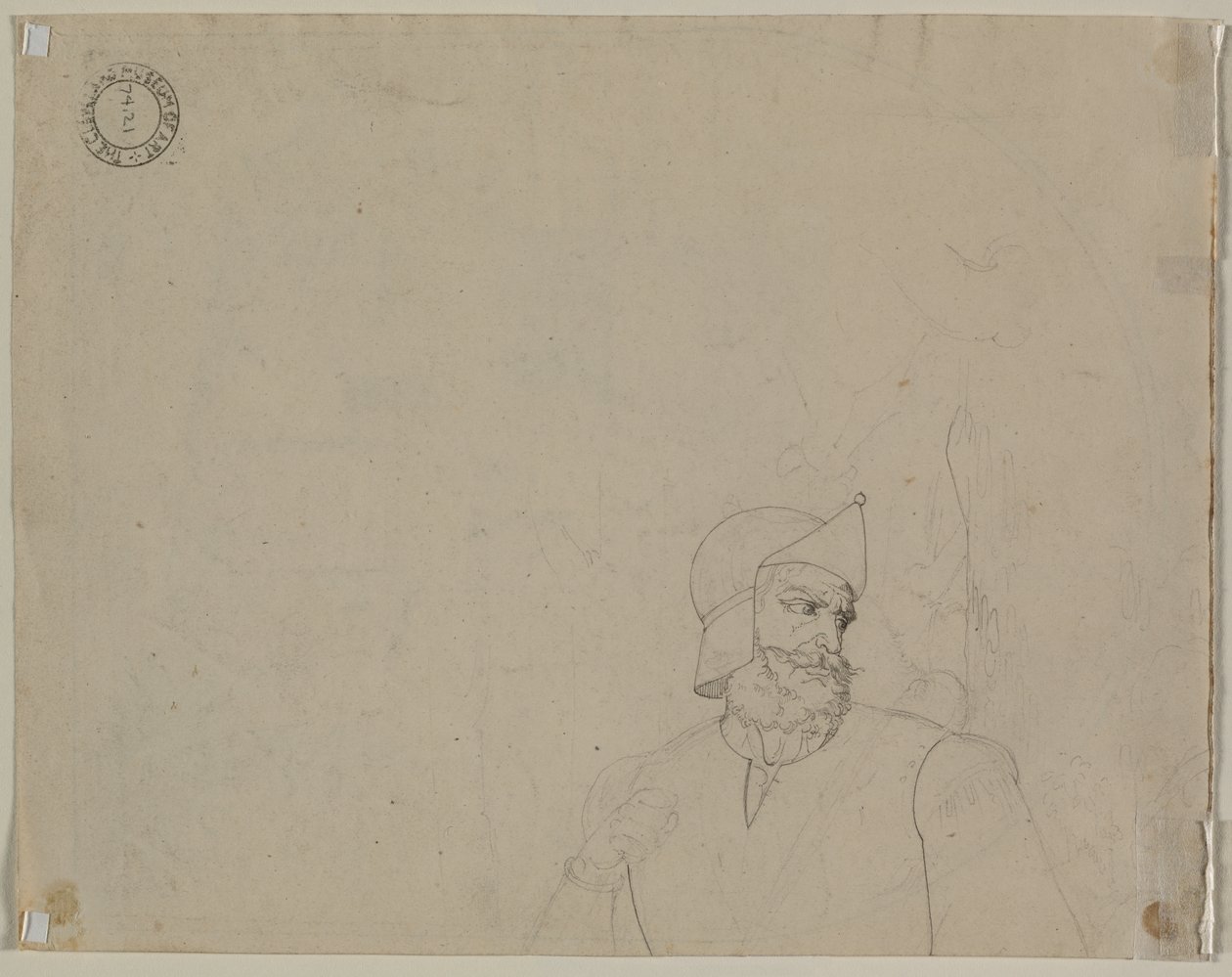 Soldato in un paesaggio (verso) da Carl Ludwig Tischbein