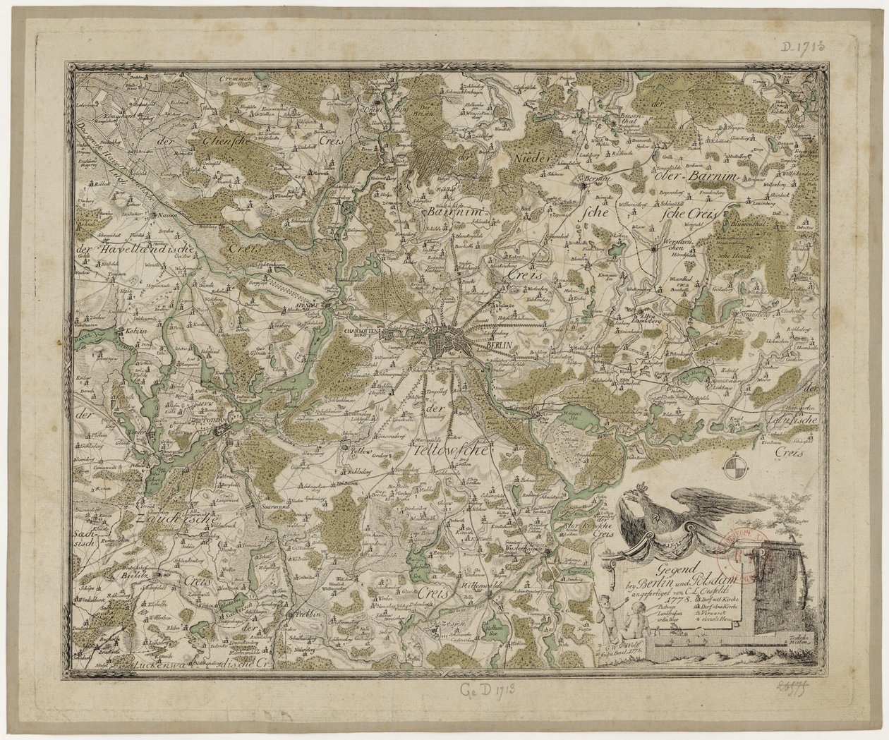 Regione vicino a Berlino e Potsdam (col.) - Oesfeld 1778 da Carl Ludwig von Oesfeld