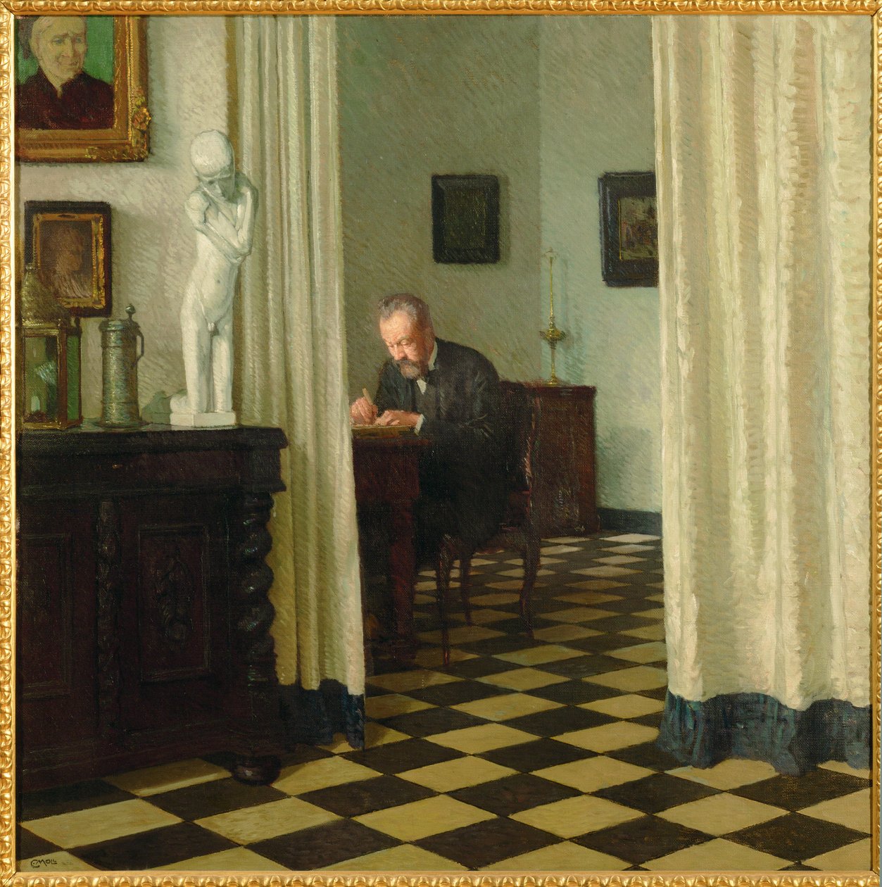 Autoritratto nel suo studio... (dipinto su tela) da Carl Moll