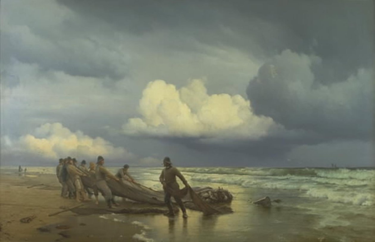 Pescatori tirano la rete a Skagen Nordstrand da Carl Neumann