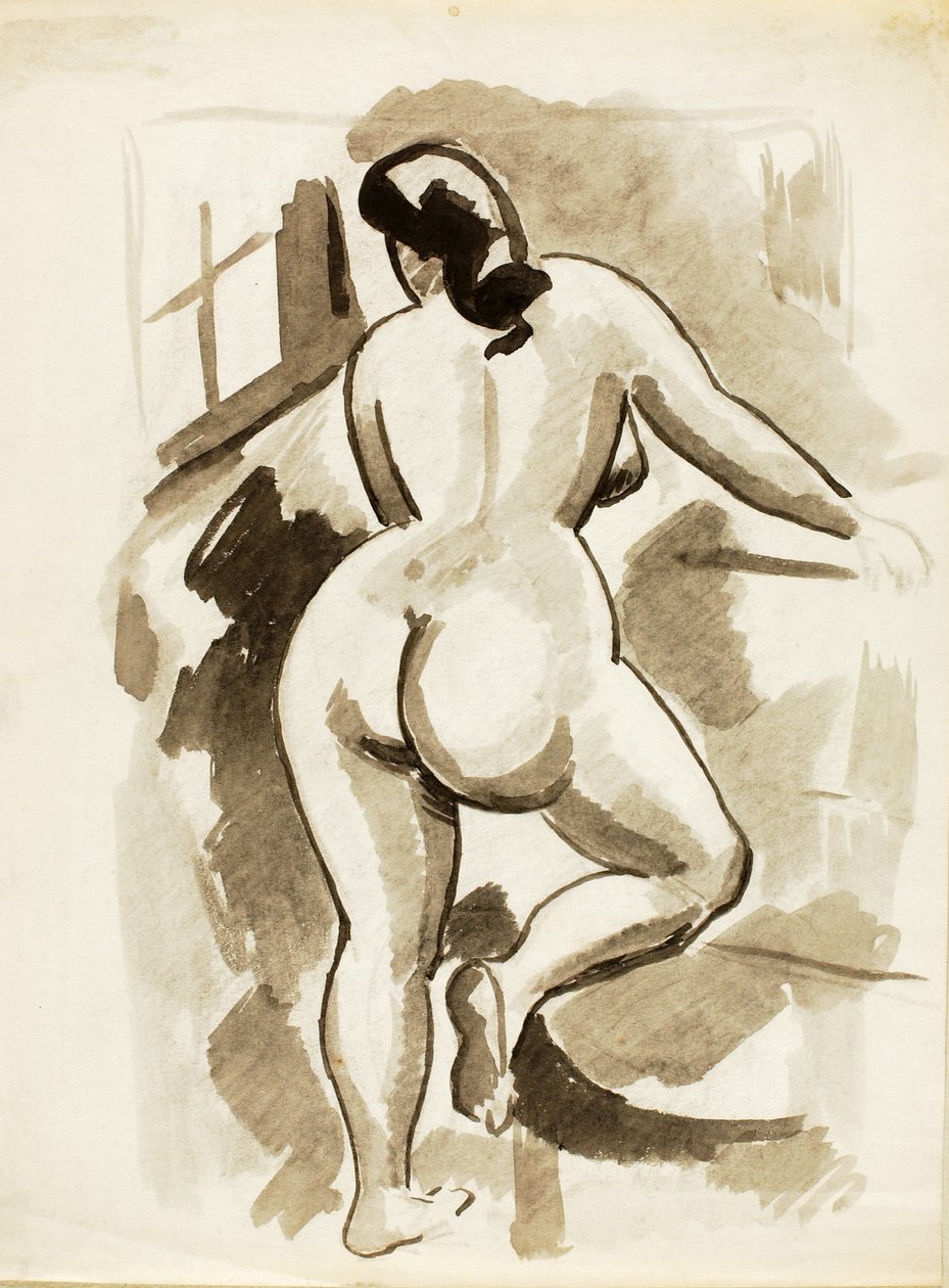 Vista posteriore di un nudo femminile in piedi da Carl Newman