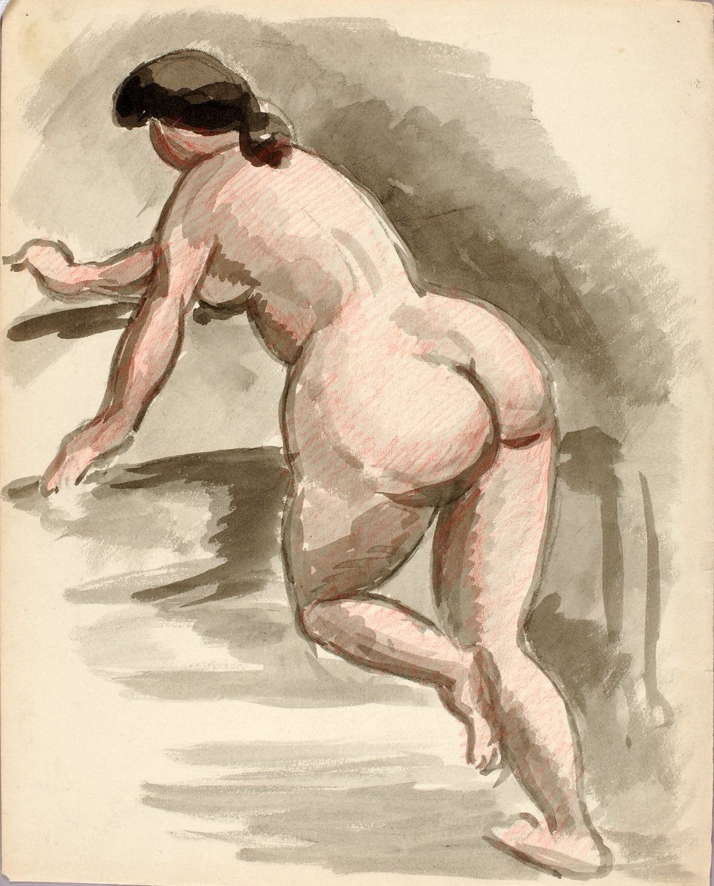 Nudo femminile appoggiato sul ginocchio sinistro da Carl Newman