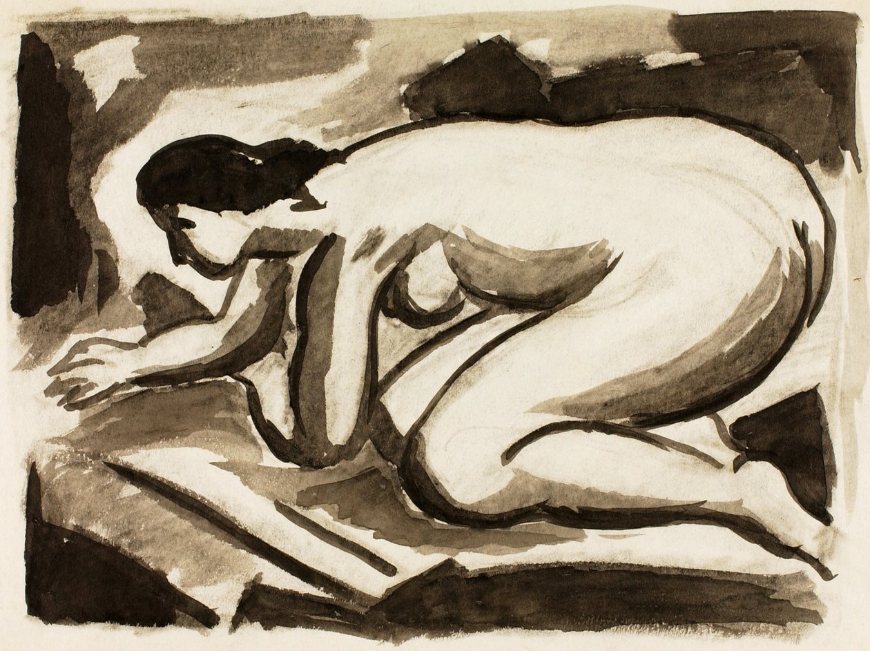 Nudo femminile su mani e ginocchia da Carl Newman
