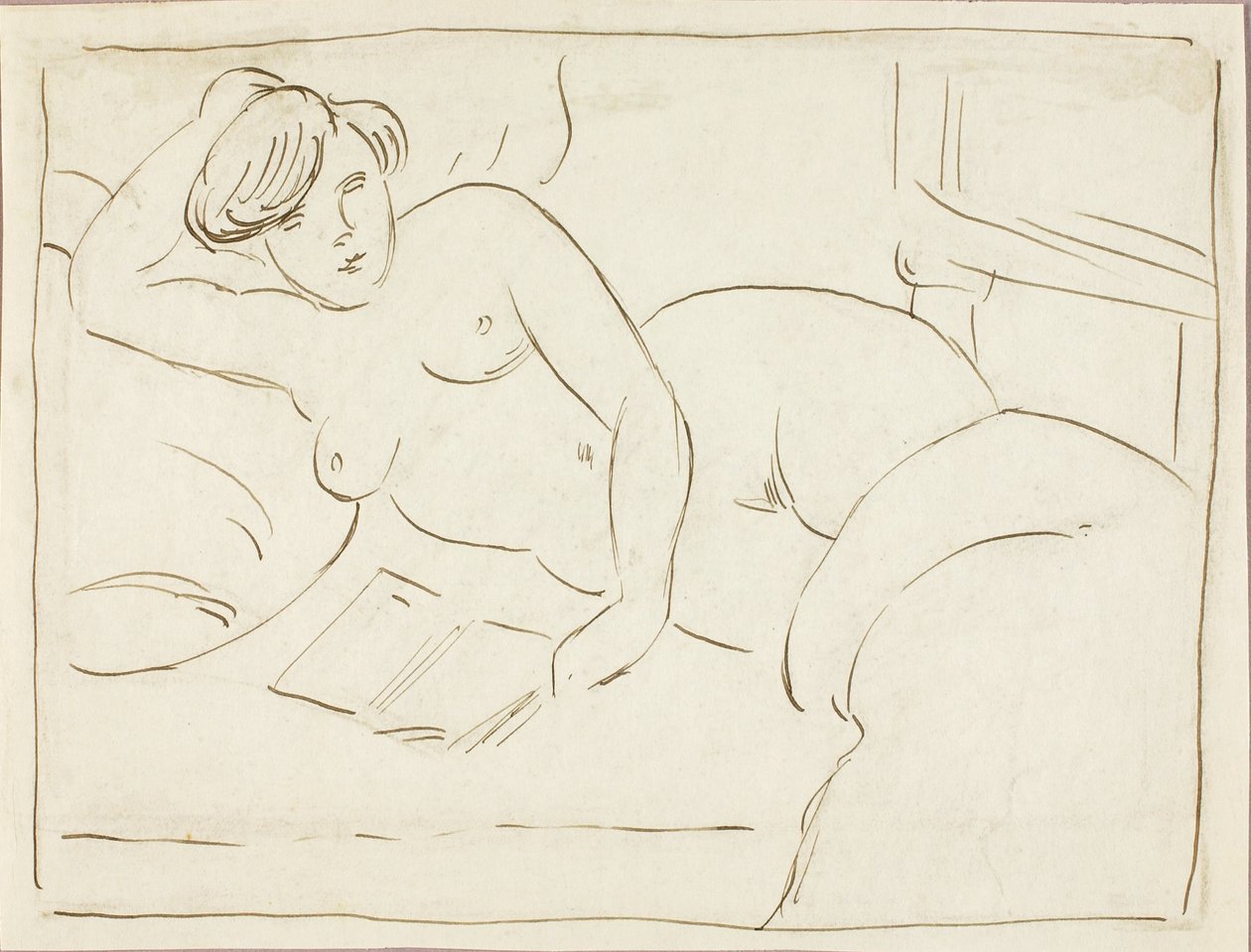 Nudo femminile reclinato con libro da Carl Newman