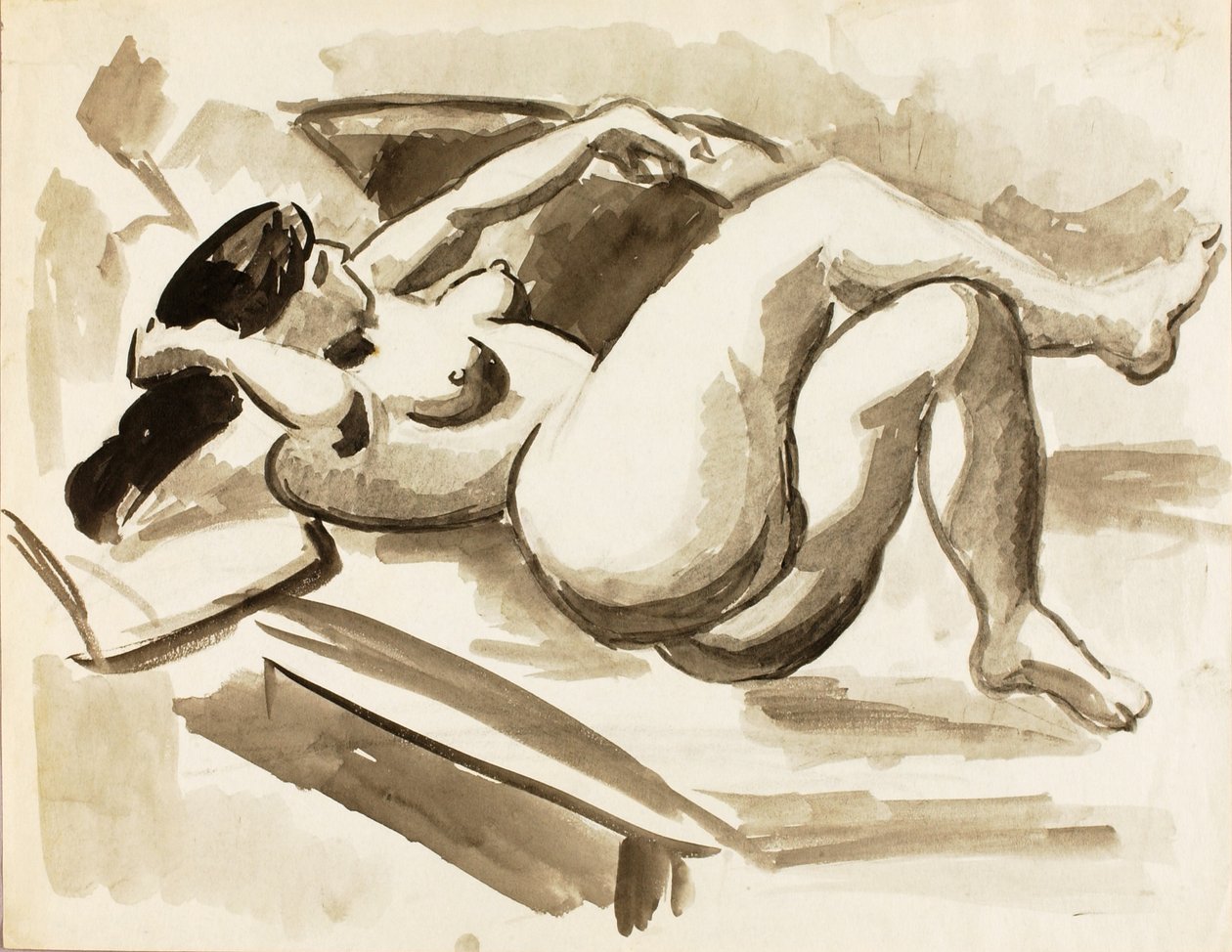 Nudo femminile reclinato con gambe incrociate da Carl Newman