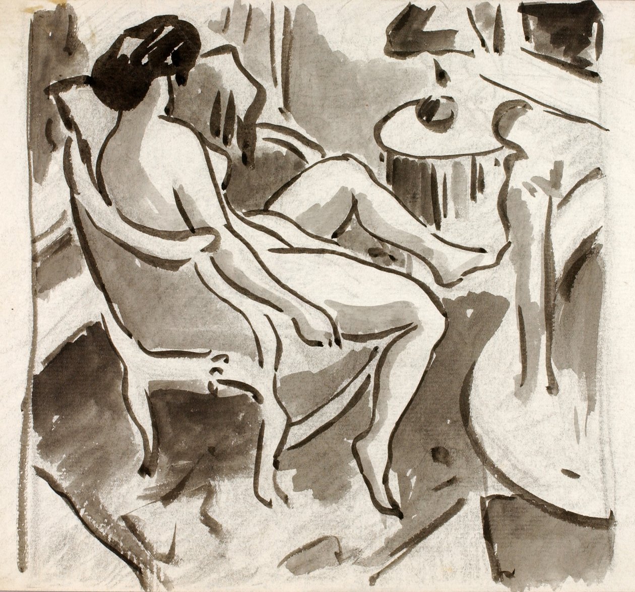 Nudo femminile seduto, vista laterale da Carl Newman