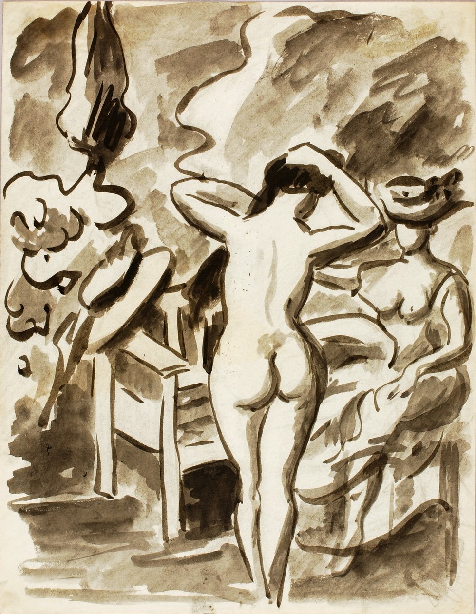 Due figure femminili in giardino da Carl Newman