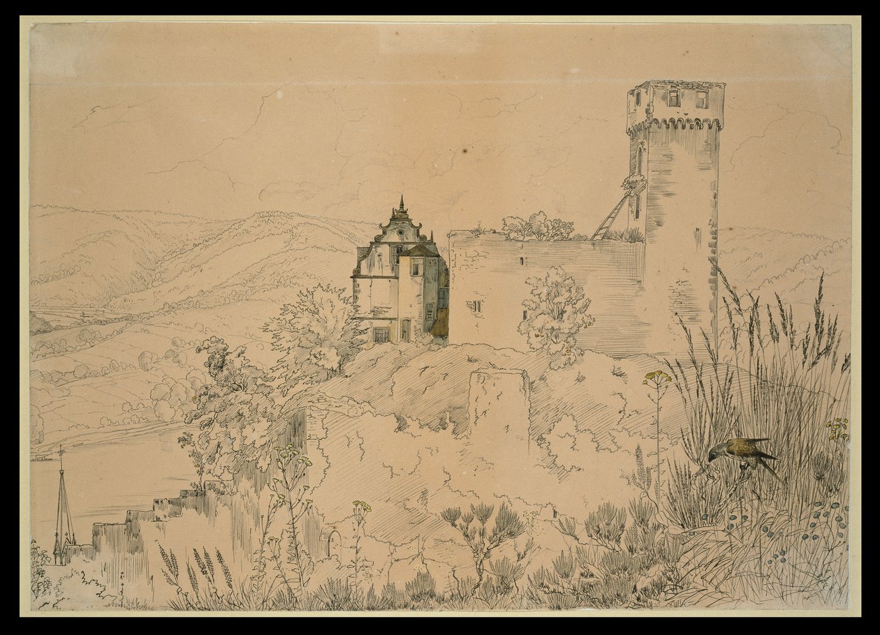 Castello di Hirschhorn sul Neckar (con il falco) da Carl Philipp Fohr