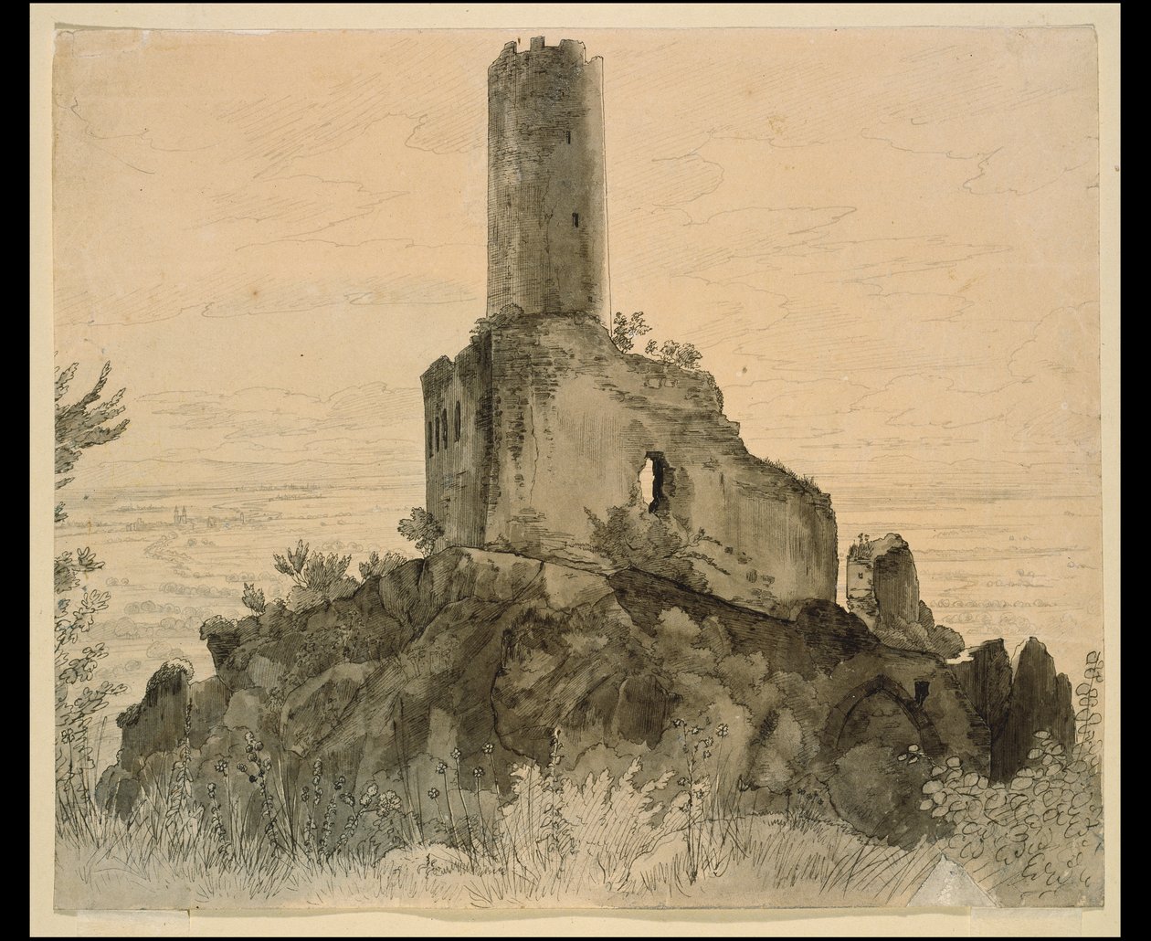 Le rovine di Strahlenburg presso Schriesheim con vista sulla pianura del Reno da Carl Philipp Fohr