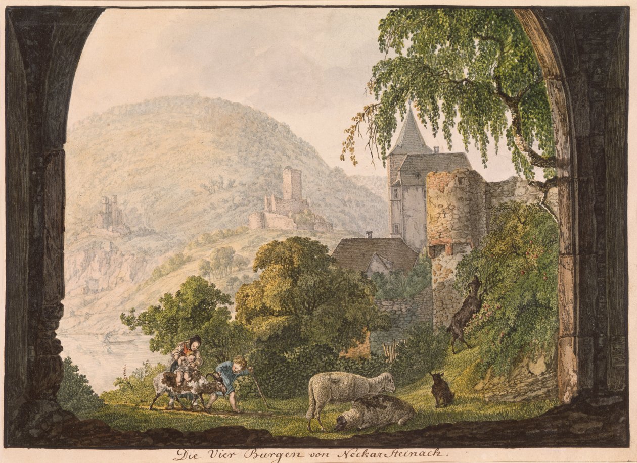 I quattro castelli di Neckar Steinach da Carl Philipp Fohr