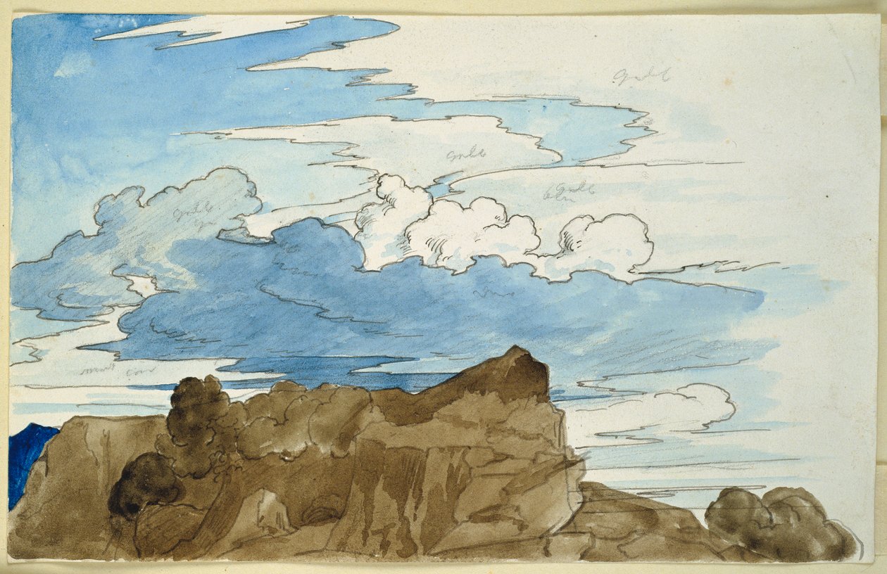 Studio di nuvole sopra una vetta rocciosa in montagna da Carl Philipp Fohr