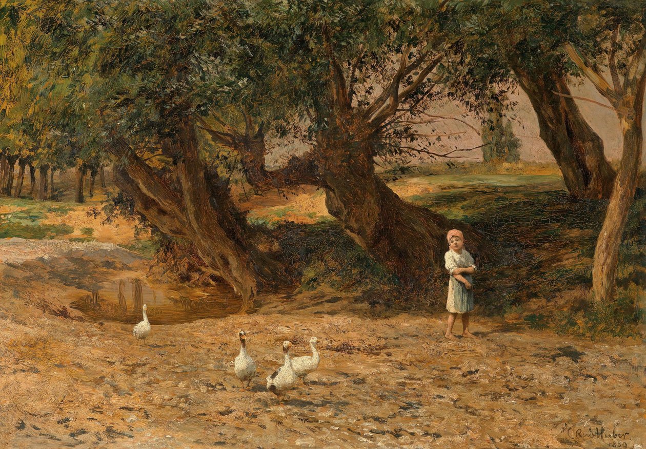 La bambina oca sotto i salici da Carl Rudolf Huber