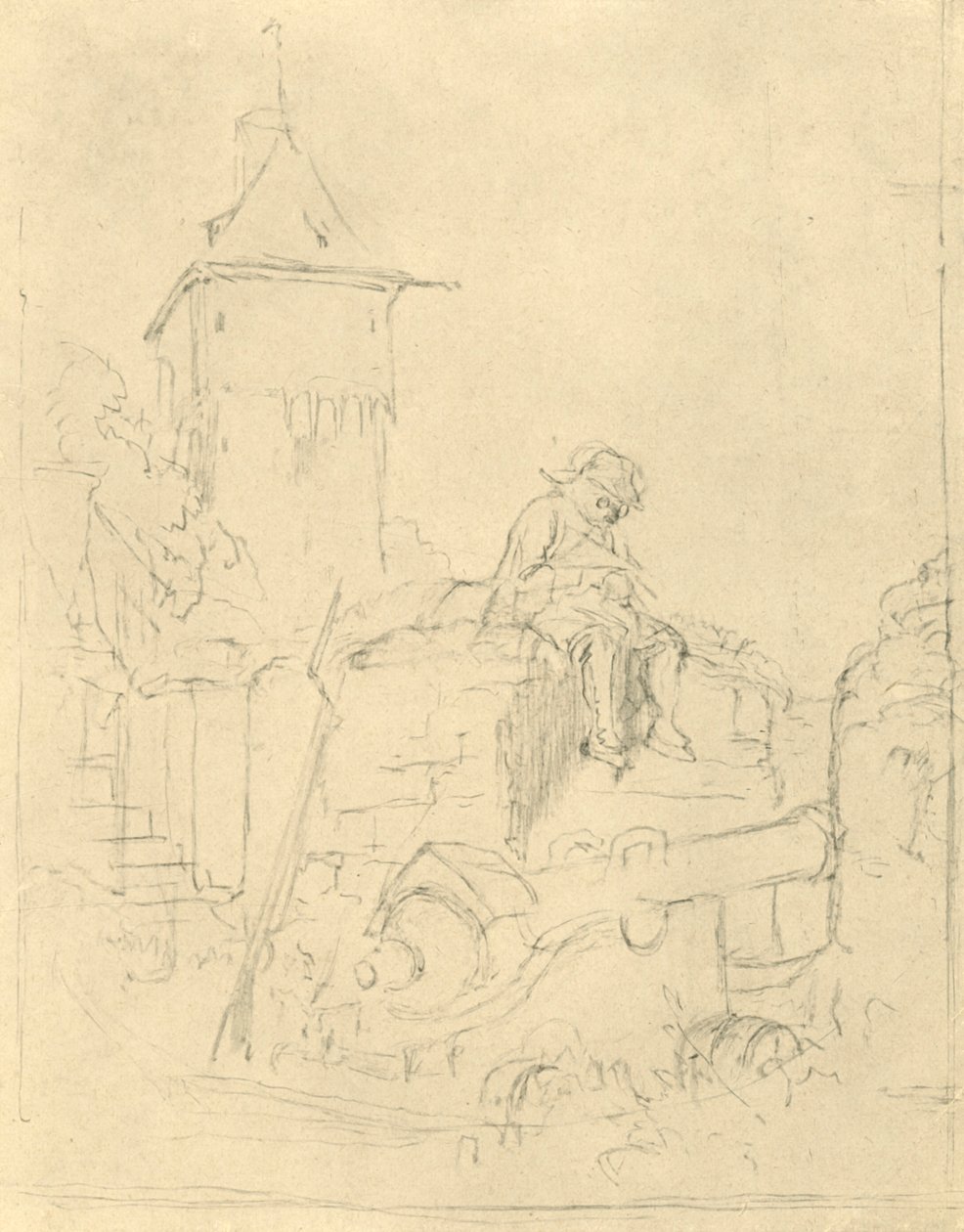 Die Schildwache, metà-fine XIX secolo, c1924 da Carl Spitzweg