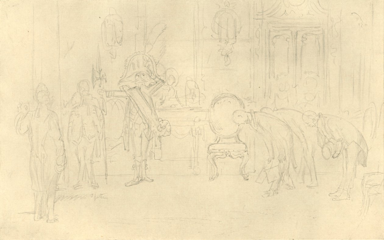 Im Vorzimmer seiner Hoheit, metà-fine XIX secolo, c1924 da Carl Spitzweg