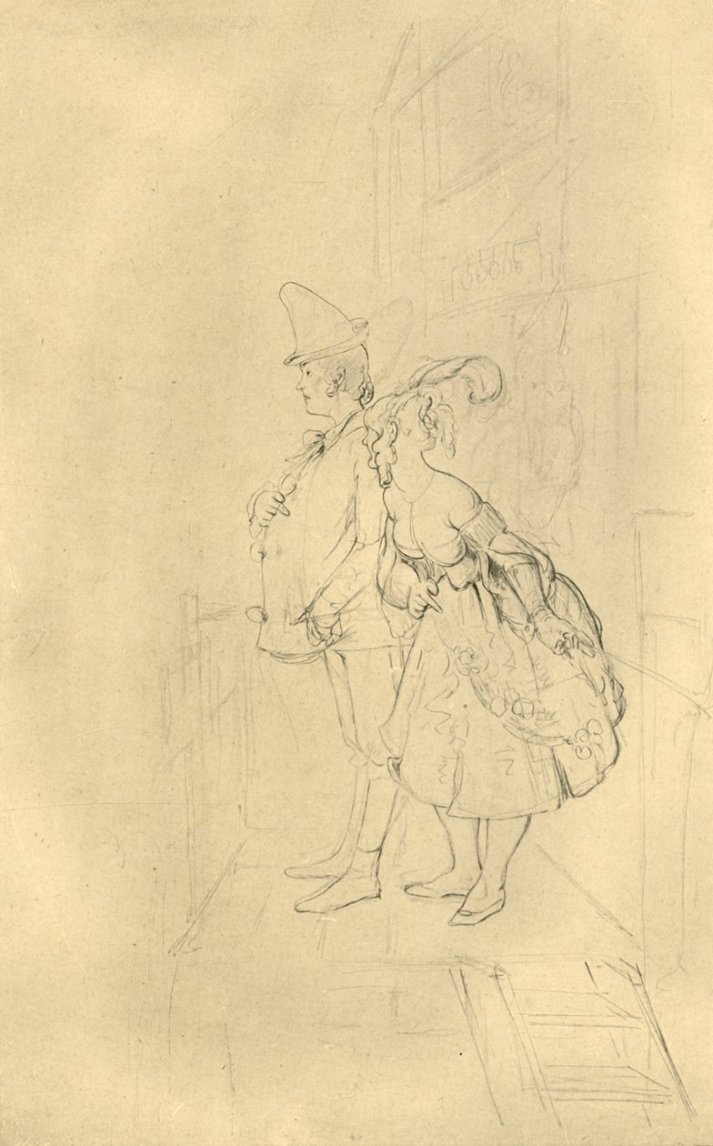 Treten Sie ein, meine Herrschaften!, metà-fine XIX secolo, c1924 da Carl Spitzweg