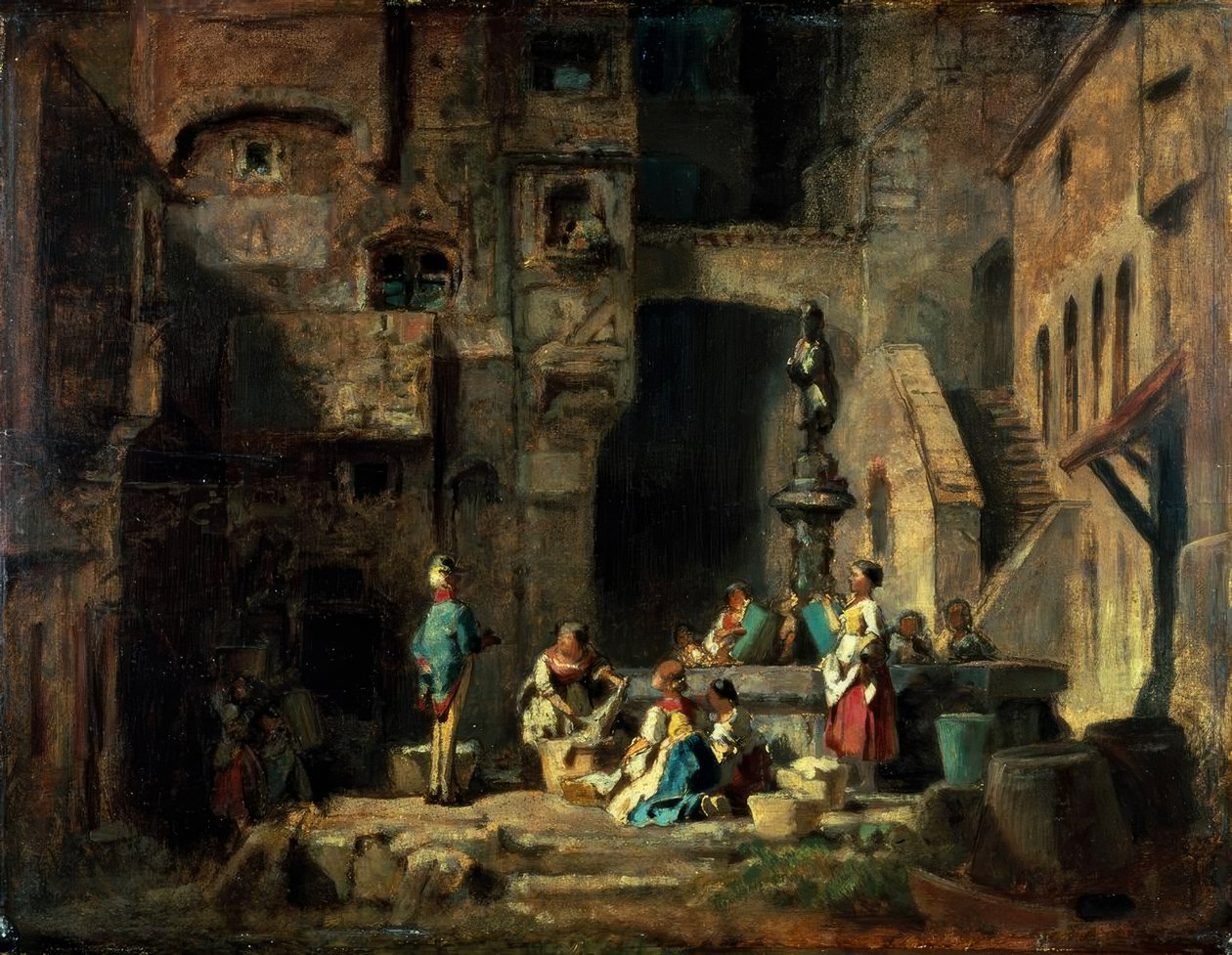 Lavandaie alla fontana da Carl Spitzweg