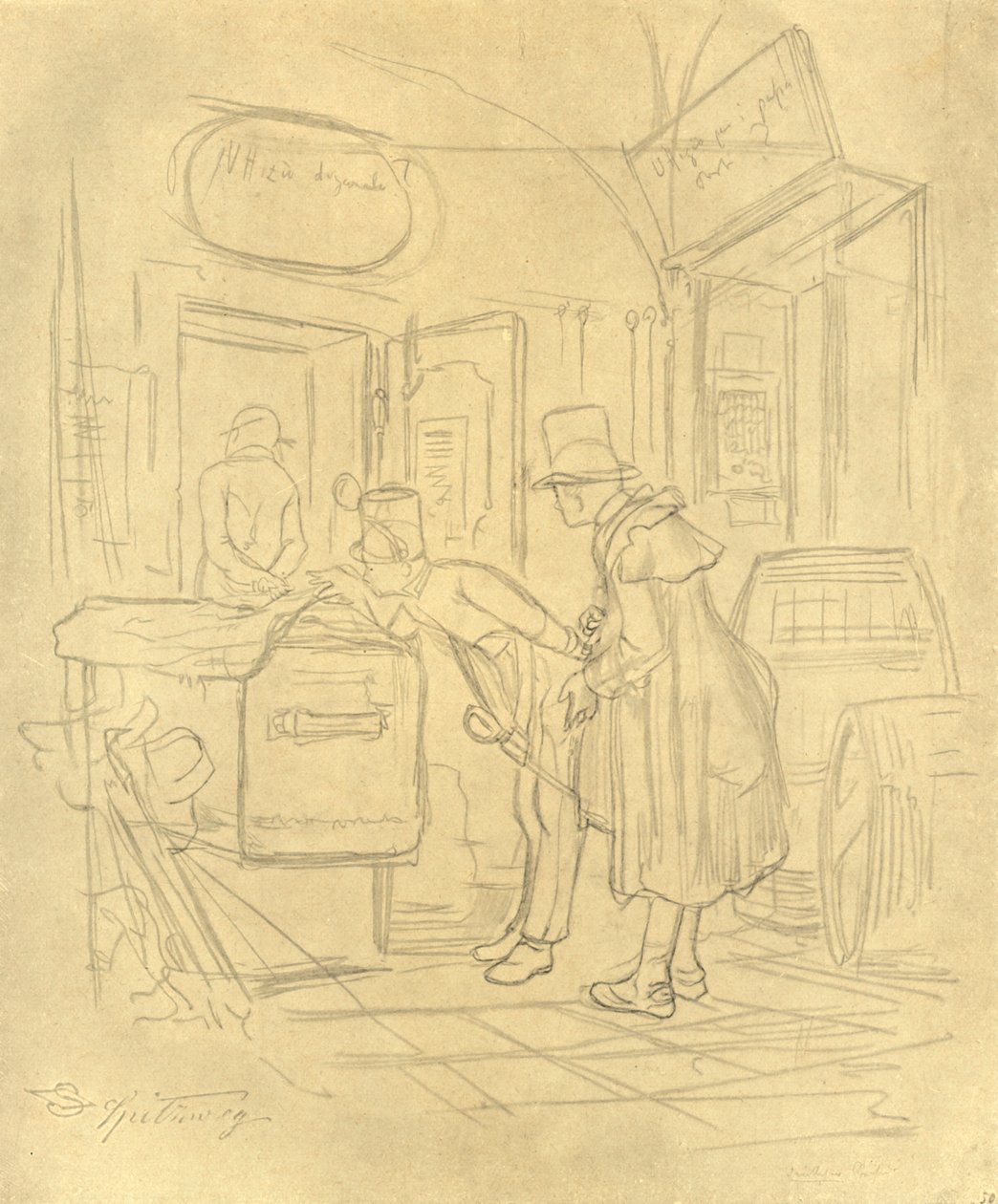 Zollvisitation I, metà-fine XIX secolo, c1924 da Carl Spitzweg