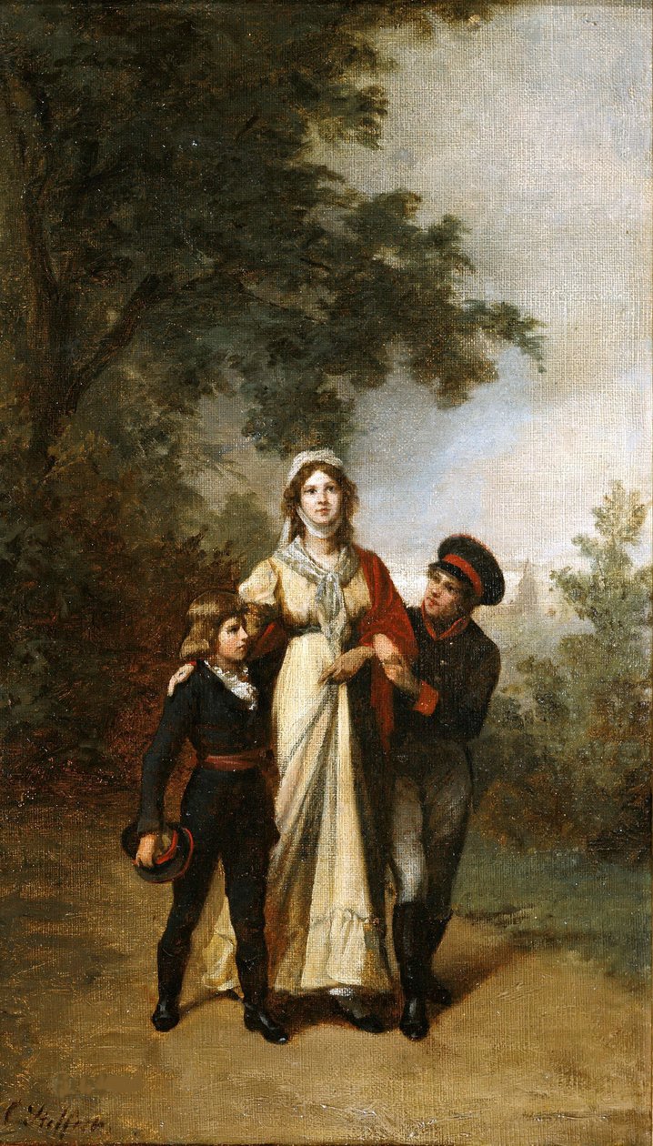 Regina Luise con i suoi figli nel Parco di Luisenwahl, c. 1886 da Carl Steffeck