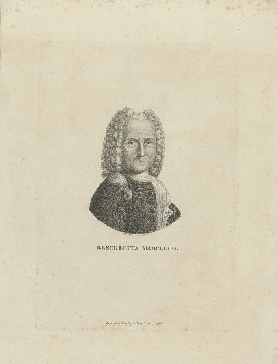 Ritratto del compositore Benedetto Marcello 1686-1739, c. 1795 da Carl Traugott Riedel