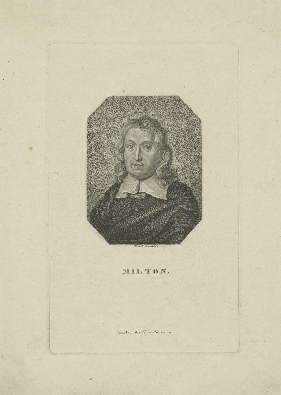 Ritratto del poeta John Milton da Carl Traugott Riedel