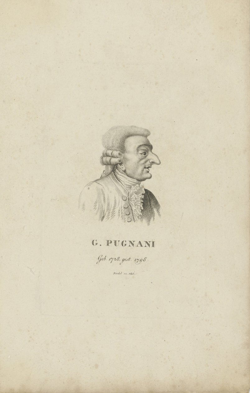 Ritratto del violinista e compositore Gaetano Pugnani da Carl Traugott Riedel