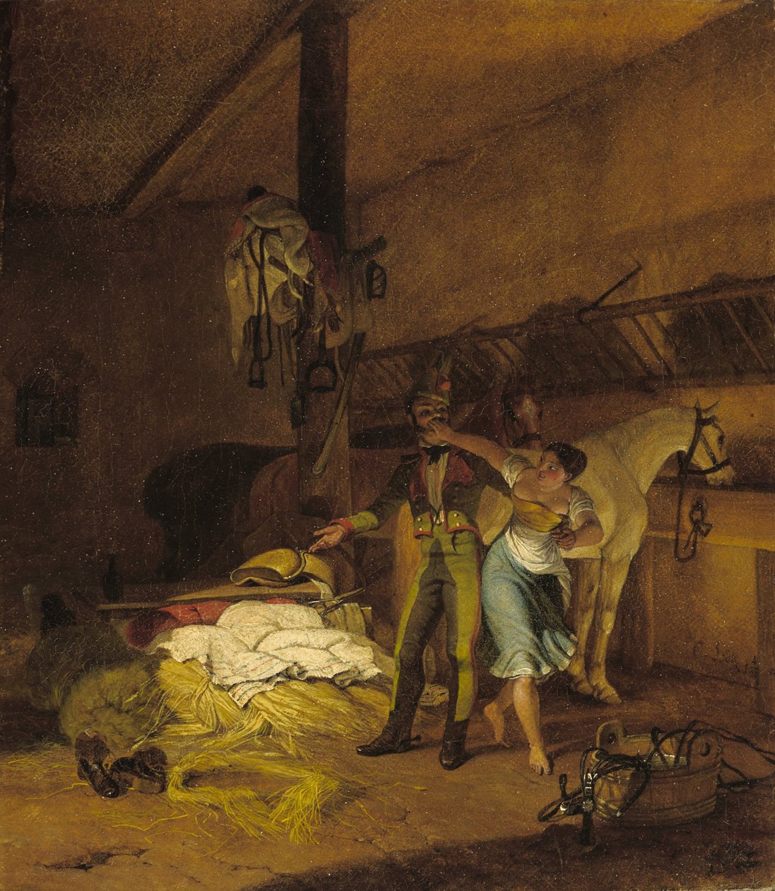 Un Chevauxleger flirta con una serva da Carl Wilhelm Freiherr von Heideck