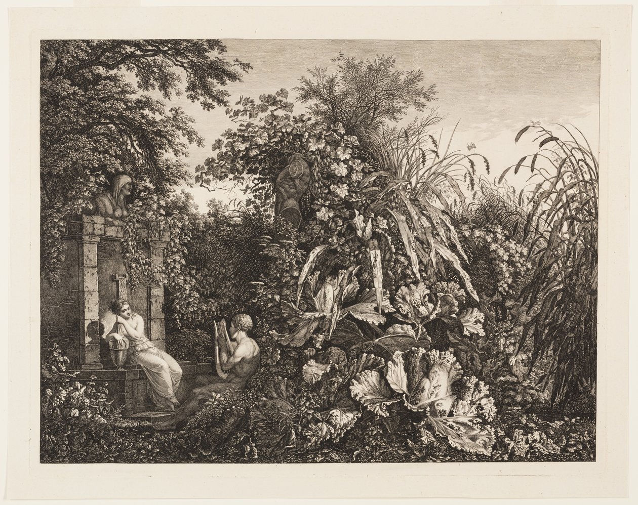 Giovane che suona una lira a una fanciulla presso una fontana da Carl Wilhelm Kolbe, the elder