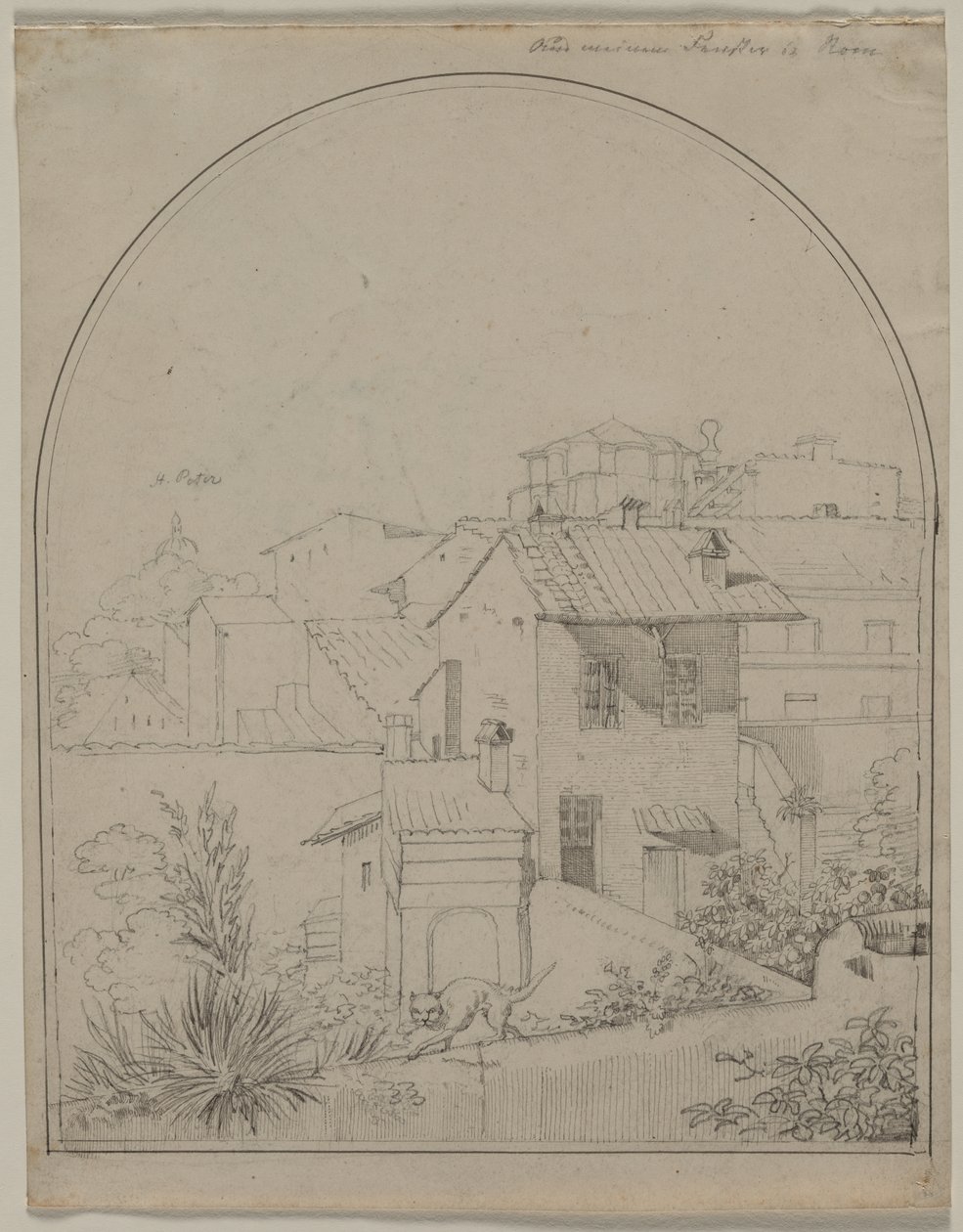 Vista dalla mia finestra a Roma recto Soldato in un paesaggio verso, c. 1817 da Carl Wilhelm Tischbein