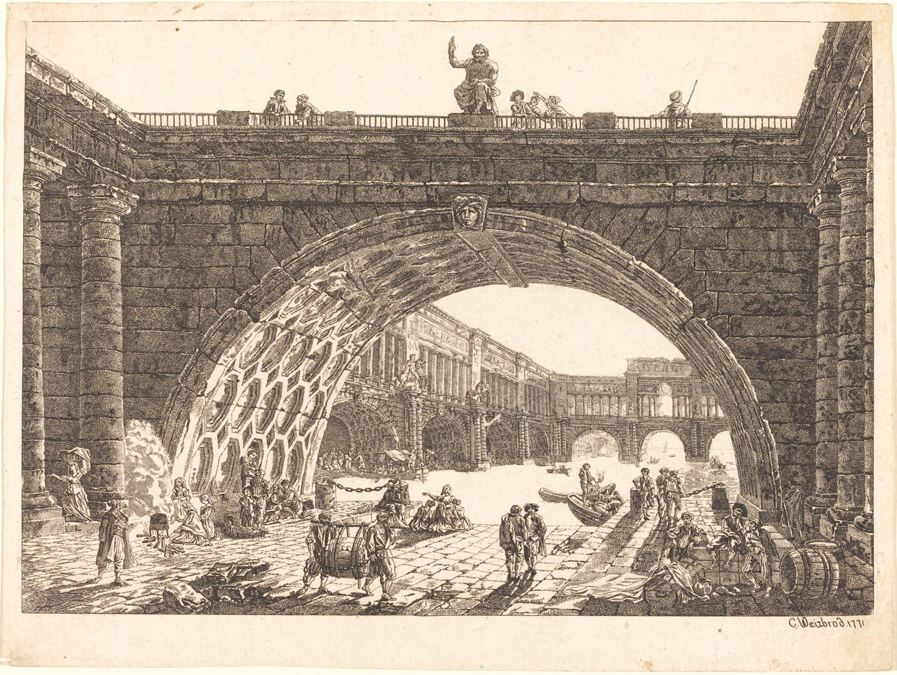 Fantasia architettonica di un monumento da Carl Wilhelm Weisbrod after Hubert Robert