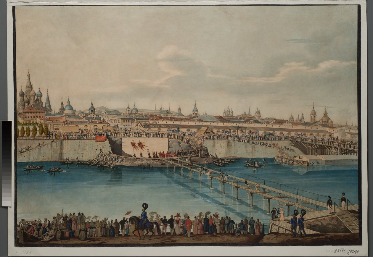 Cerimonia di posa della prima pietra per il ponte Moskvoretsky a Mosca da Carl von Hampeln