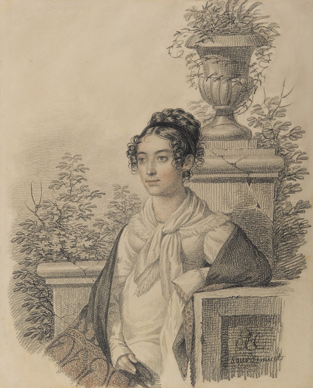 Ritratto di Olga Nikolaevna Kokoshkina, nata Rezanova 1802-1828, tra il 1824 e il 1828 da Carl von Hampeln