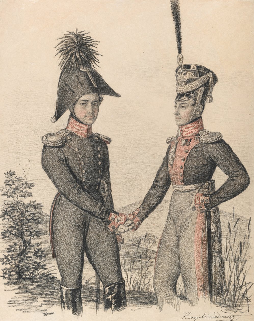 Ritratto di Pyotr Petrovich Esipov 1797-1876 e Pavel Yakovlevich de Witte 1796-1864, inizi XIX sec. da Carl von Hampeln
