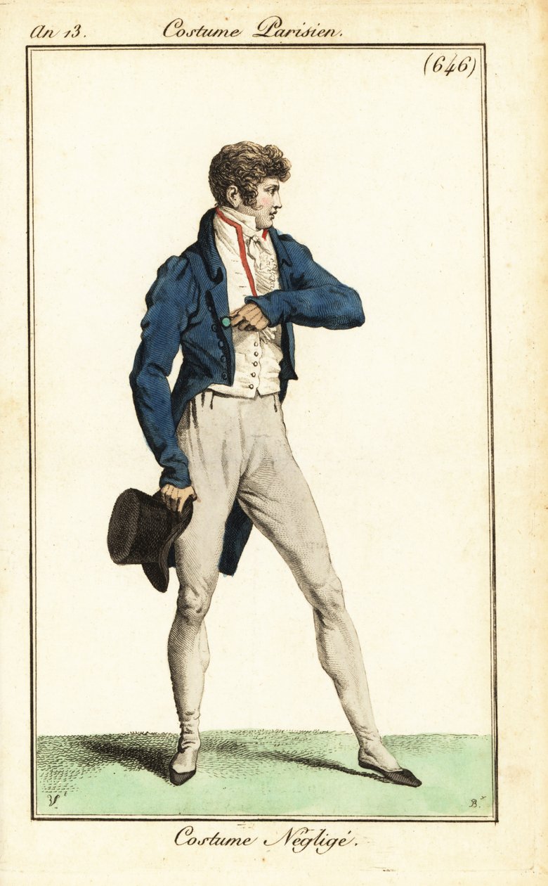 Dandy francese in abbigliamento casual, Parigi da Carle (after) Vernet