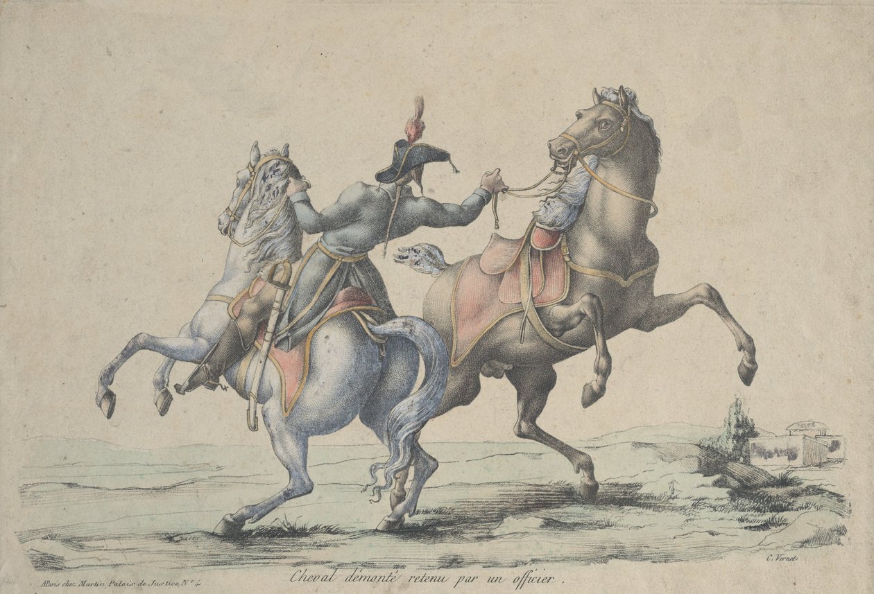 Un cavallo smontato trattenuto da un ufficiale, 1770-1836 da Carle Vernet