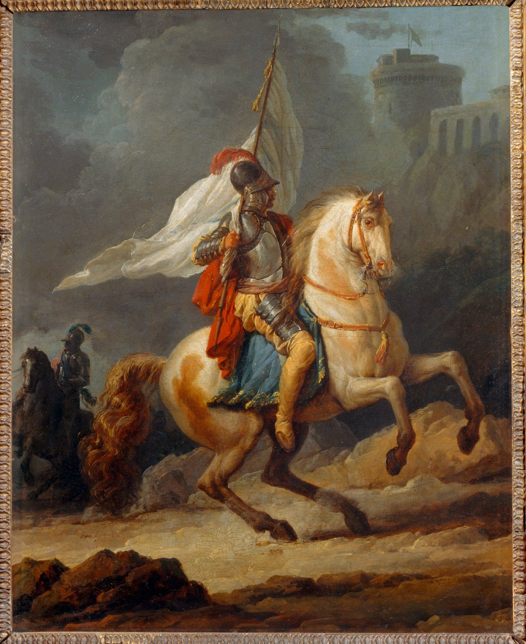 Cavalier en armure tenant un drapeau - Cavaliere corazzato che porta un drappo ... da Carle Vernet
