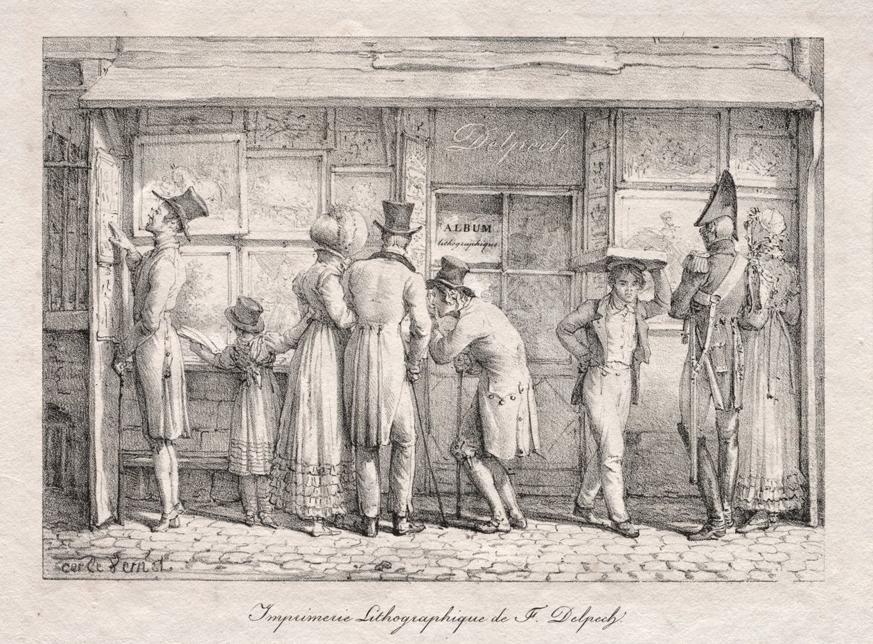 Negozio di stampe litografiche Delpech da Carle Vernet