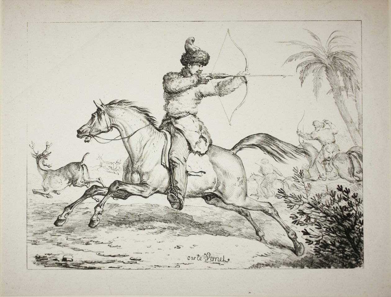 Arcieri kalmouk che cacciano cervi da Carle Vernet