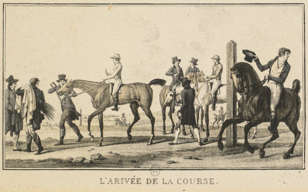 Scene di corsa: un cavallo che arriva alla corsa da Carle Vernet